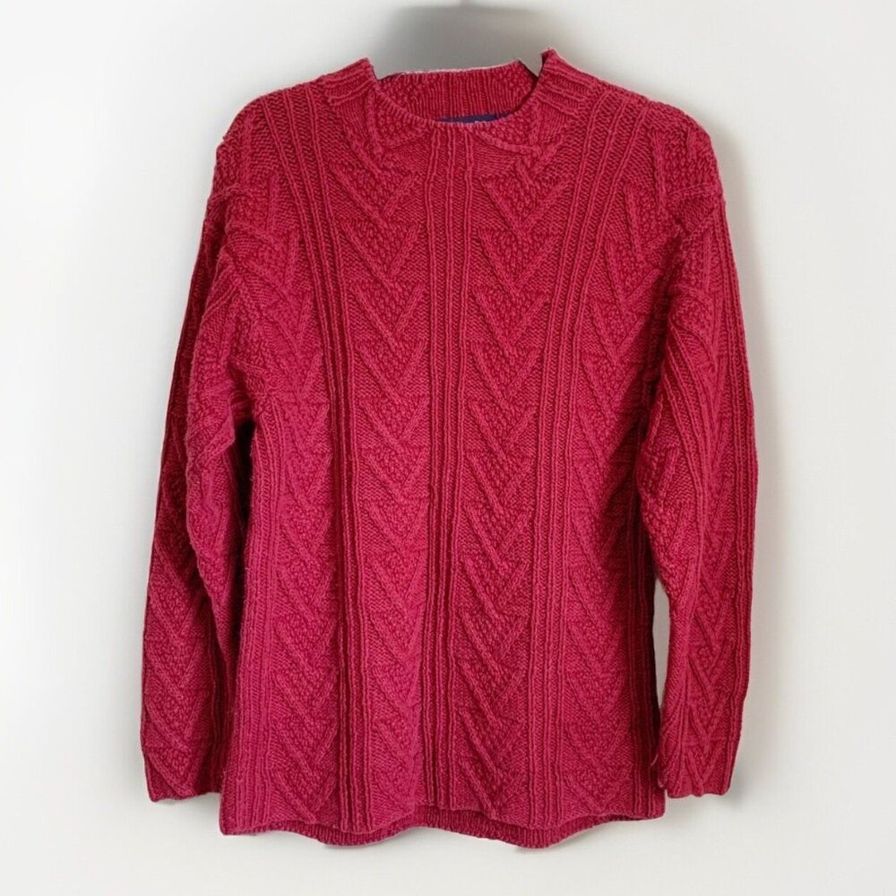 Eagle's Eye Fisherman Cable Knit Red Sweater Women’s Large Classic Heritage